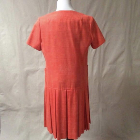 Vtg. 1960’s Howard Wolf Orange Dropwaist Dress - Picture 5 of 6